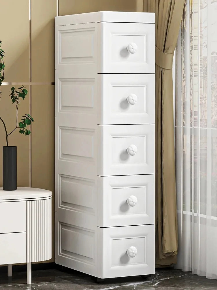 Narrow Storage Box for Kitchen Batoom Organizer Slim storage bin Home utility Closet elf PP Material Versatile Use Oasis Select