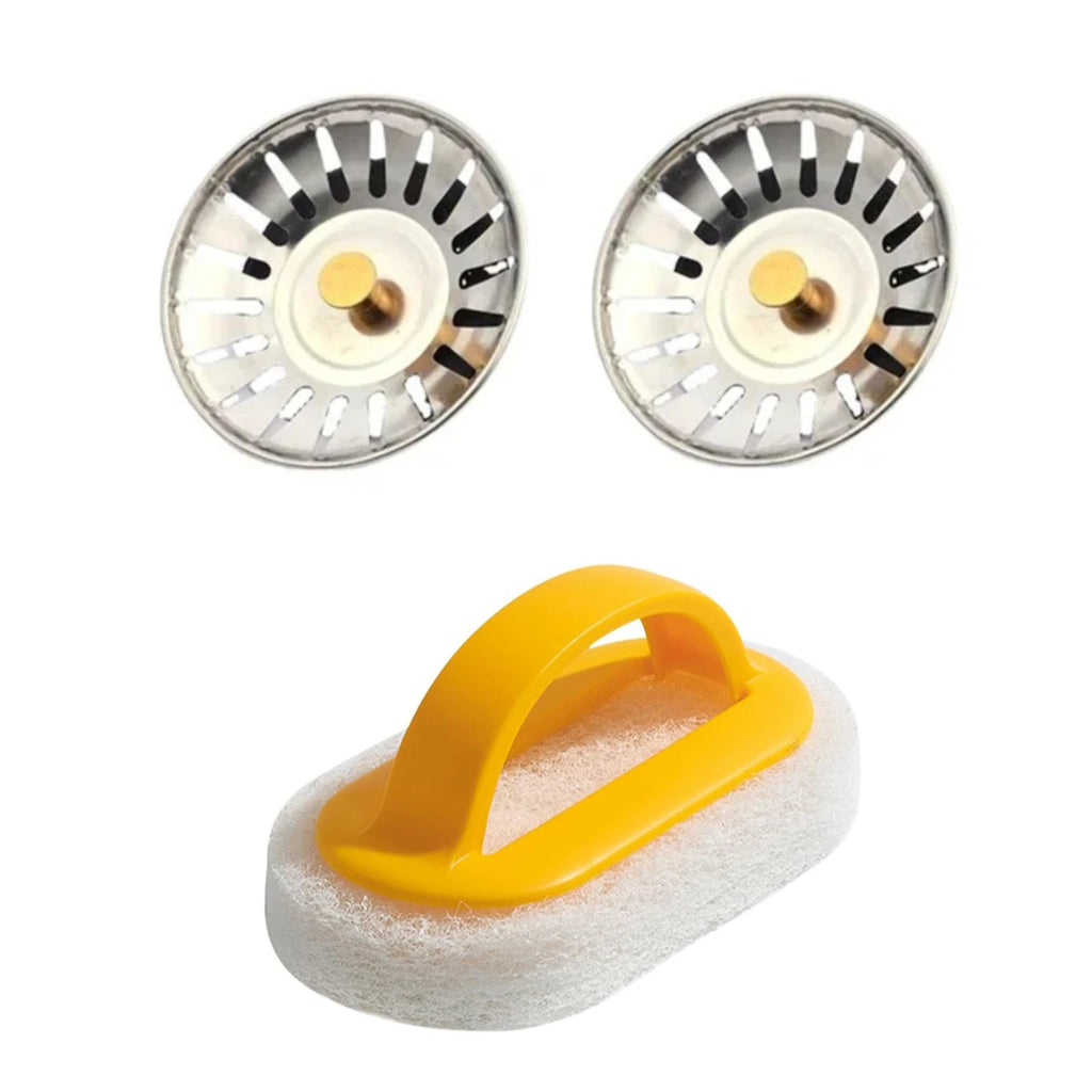 2pcs Kitchen Sink Strainer Stoppers and 1pc Sink Cleaning Cloth, Drain Plug, Sink Filter, Kitchen Floor Drain Tool Oasis Select Gold-Set4
