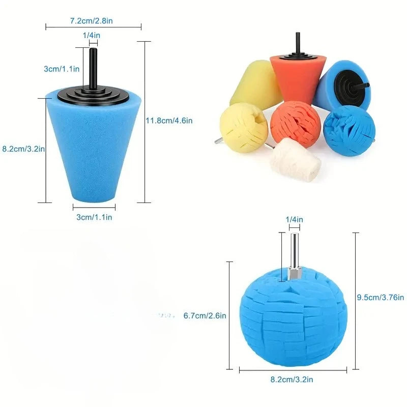 1-4PCS Car Hub Polishing Sponge Grinding Head Conical Sponge Wheel Buffer for Metal Plastic Automotive Wheel Detail Tool Oasis Select