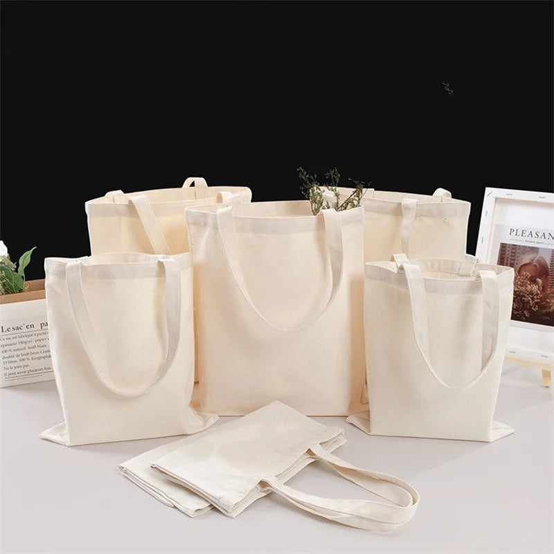 Reusable Foldable Shoulder Handbag Eco-Friendly Women Ladies Large Cotton Fabric Canvas Tote Bag For Market Shopping Bags Blank Oasis Select