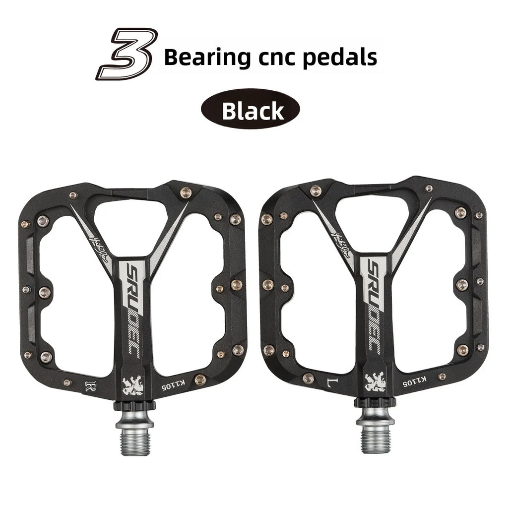 Bicycle, mountain bike, pedal, sealed bearing, pedal, three-layer high strength, increased anti slip pedal equipment Oasis Select black