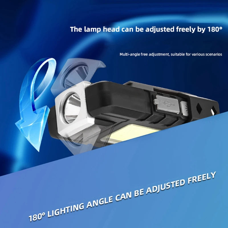 1 Pcs Multi-Purpose Type-C Rechargeable Head Light Outdoor Backpack Clip Walking Lamp Oasis Select