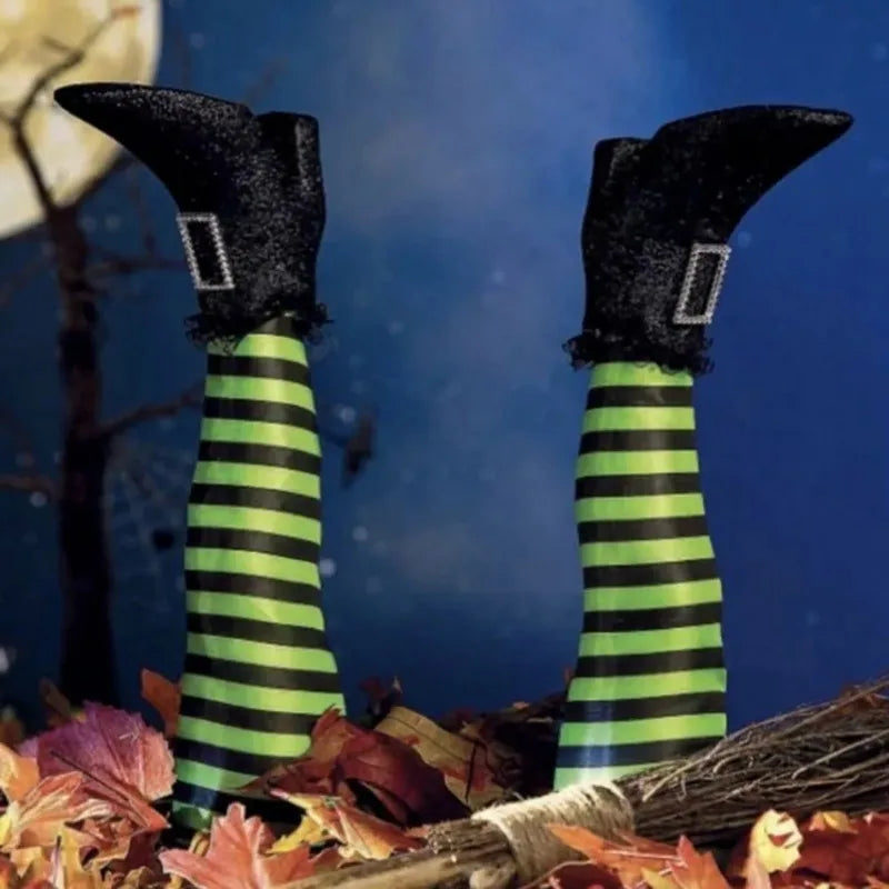 Halloween Lawn Outdoor Garden Decoration Props Evil Witch Legs Inverted Evil Witch Feet Boots Stakes Courtyard Oasis Select