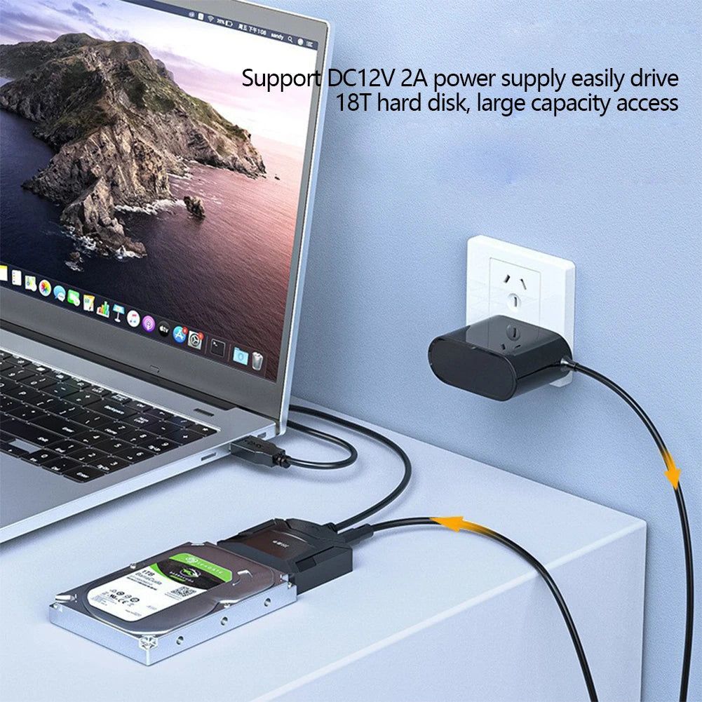 SATA to USB 3.0 Adapter Cable – HDD SSD 2.5"/3.5" + 12V Power