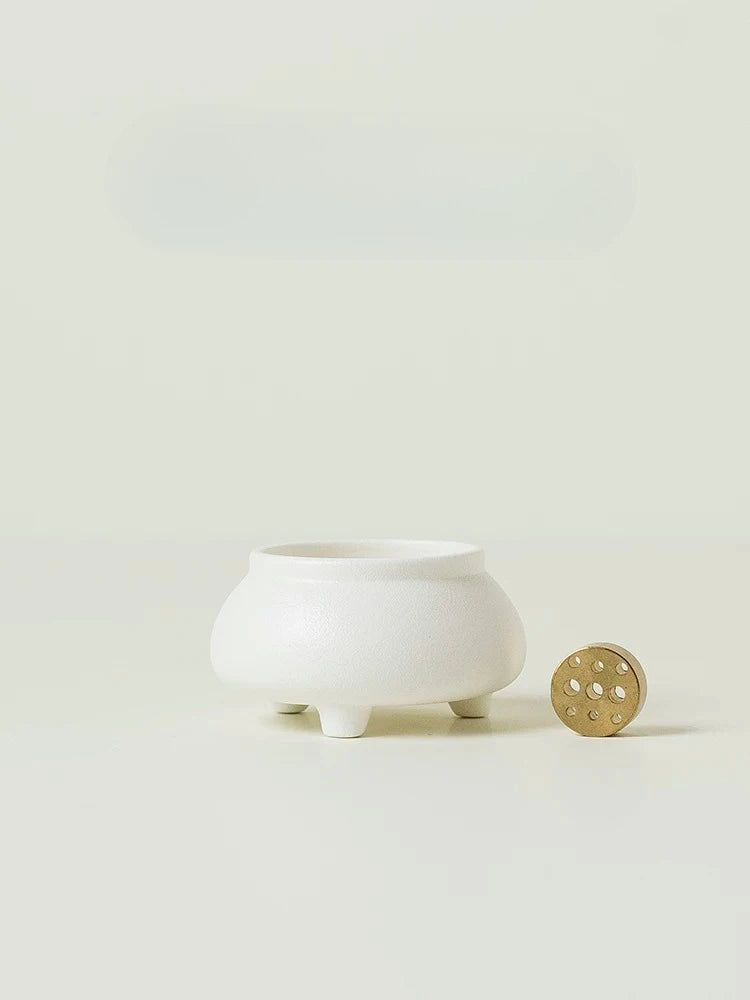 Zen Style Vintage Ceramic Incense Burner Small Incense Holder Home Fragrance Ornament Incense Burner Oasis Select WHITE