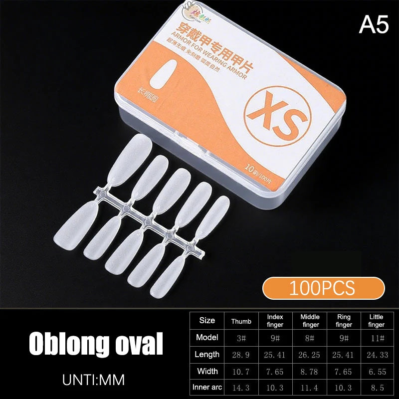 100pcs Clear Press-On Nail Tips – Full Cover Ultra-Thin False Nails