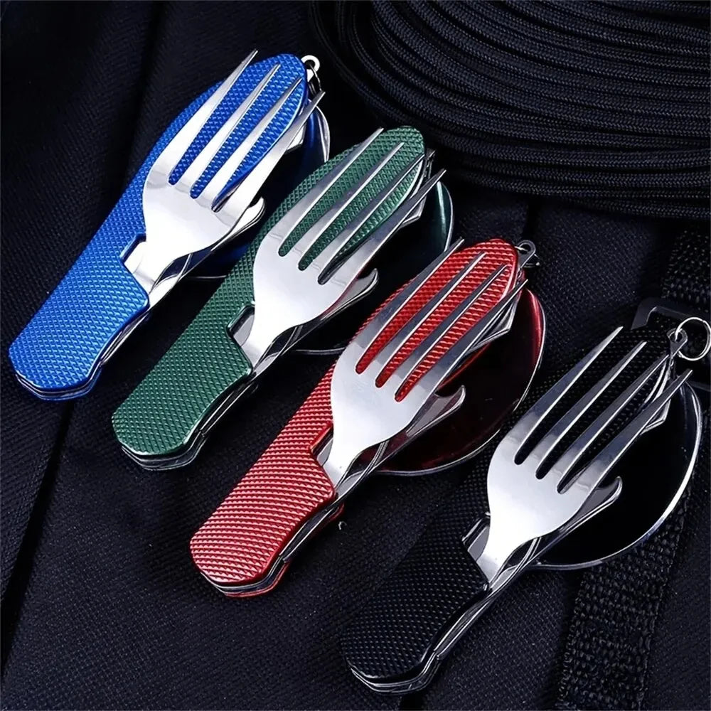 Foldable Camping Utensil Set - Multi-Functional Knife, Fork, Spoon Combo For Outdoor Activities And Sports Camping Picnic Travel Oasis Select