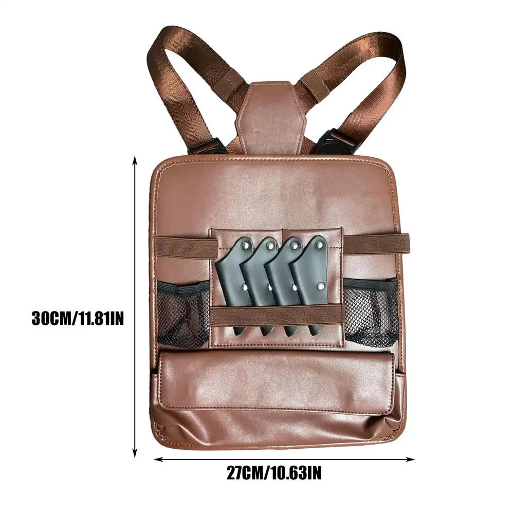 Clipper Bag PU Leather Backpack Chest Haircut Accessories Organizer Bag for Scissor Comb Storage Grooming Haircut Shop Oasis Select China Mainland Brown