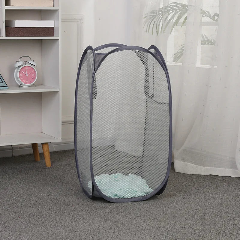 Large Foldable Mesh Laundry Basket | Portable Clothes Hamper