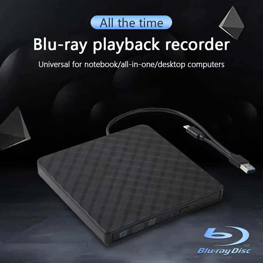 2-in-1 USB 3.0 TypeC Slim External DVD RW CD Writer Drive Burner Reader Player Optical Drives for Laptop Desktop PC DVD Burner Oasis Select