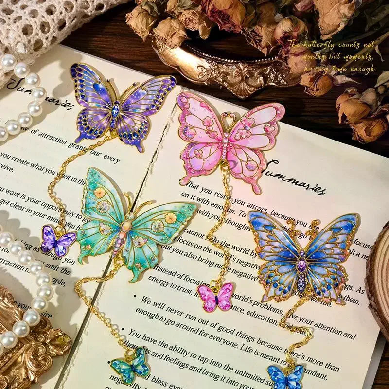 Vintage Butterfly Fan Metal Bookmark Hollow Flower Painting Bookmarks Student Reading Book Clip For Book Lovers Readers Gifts Oasis Select