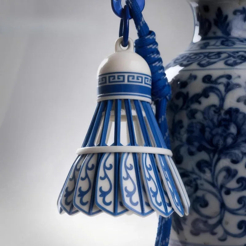 Blue and White Badminton Pendant with High Aesthetic Value Creative Badminton Player Sports Backpack Pendant Decoration Oasis Select