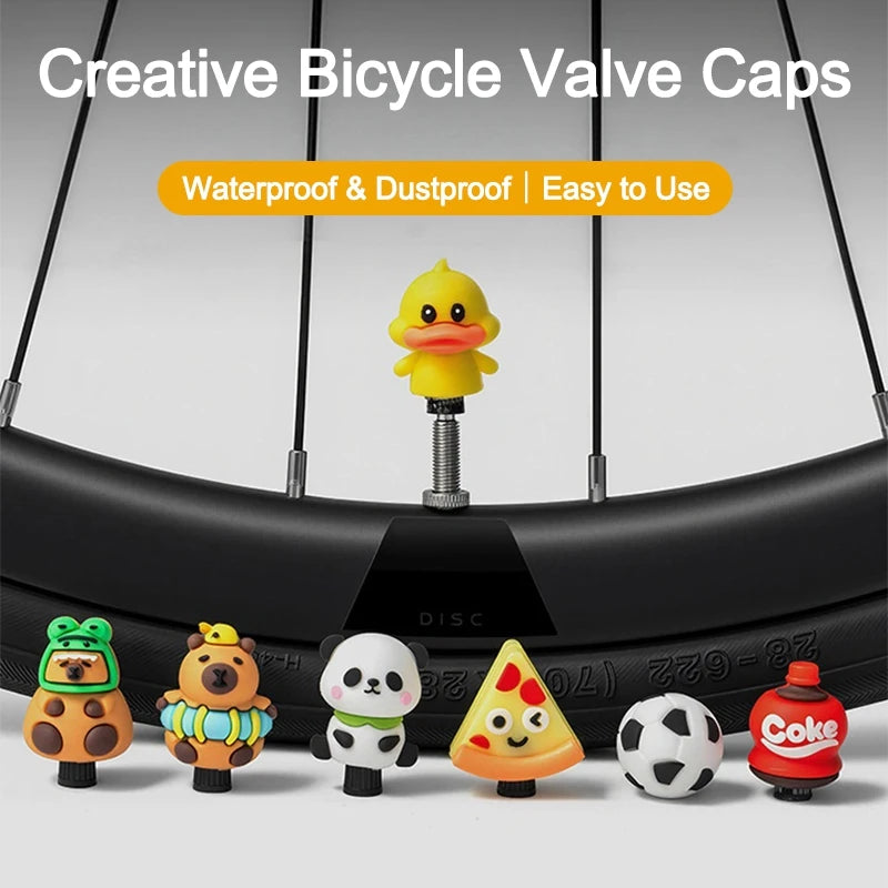 Tire Valve Cap Cartoon Universal Wheel Dust Cover Cute Air Stem Caps For MTB Mountain Bike Motorbike Accessories 1 Pcs Oasis Select