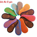 10 Pairs Kids Adults Anti-Slip Socks Parent-Child Trampoline Sock Cotton Children Socks Sports Boys Girls Outside Baby Socks Oasis Select mix girls 10 pairs J 5-11 Years Old
