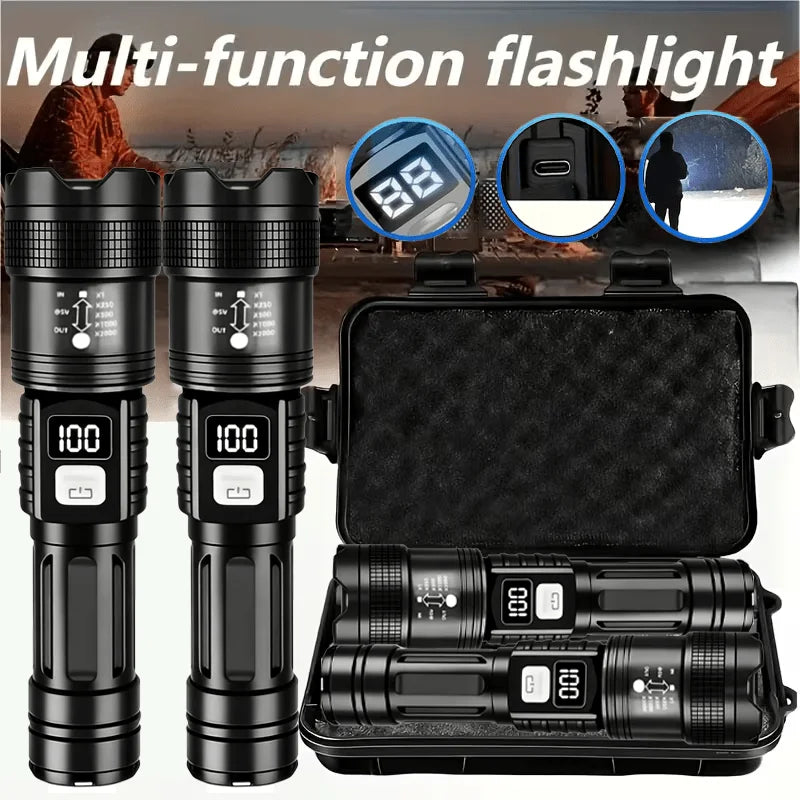 Rechargeable LED Flashlight – Zoomable Waterproof Tactical Torch