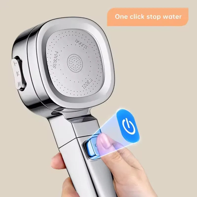 New Bathroom Booster Shower Head, 3 Mode Adjustable Spray, Bathroom Shower System Handheld Shower Head, Silver Shower Head Oasis Select