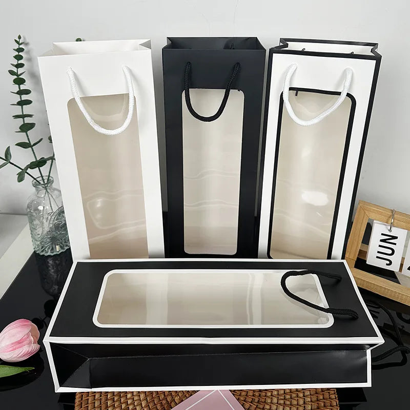 Flower Gift Bag Transparent Window | Kraft Bouquet Tote