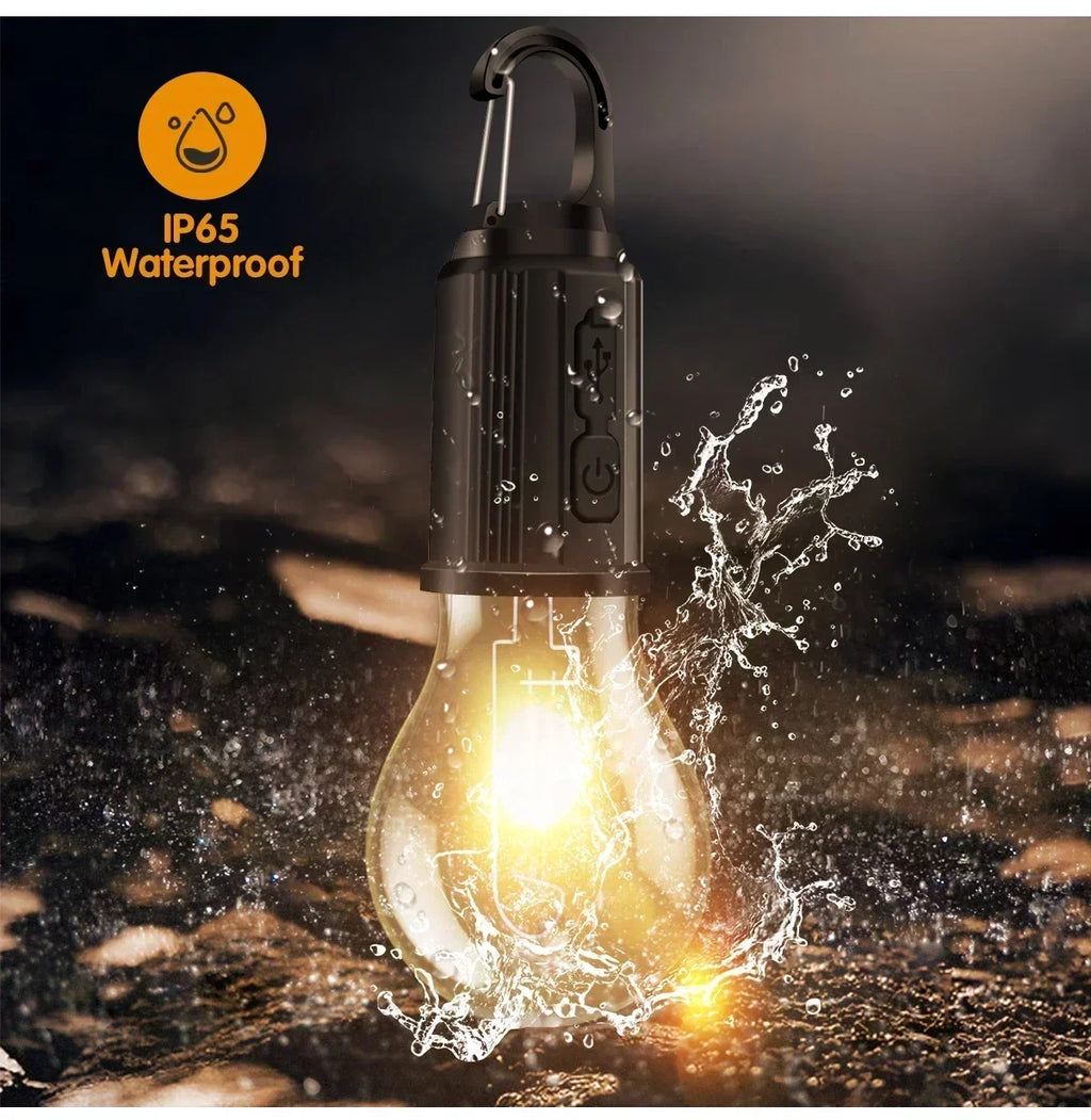 LED Camping Light Type-C USB Rechargeable Waterproof 400mAh 100LM Tent Light with Hook 3 Modes Outdoor Lighting Oasis Select