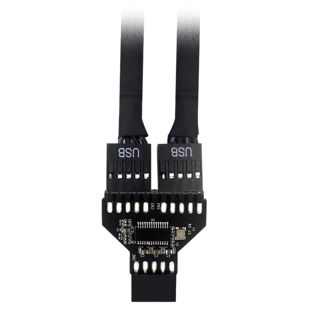 USB 2.0 9-Pin Header Splitter 1-to-2 with 19-Pin Adapter | VODOOL USB Header Adapter Oasis Select