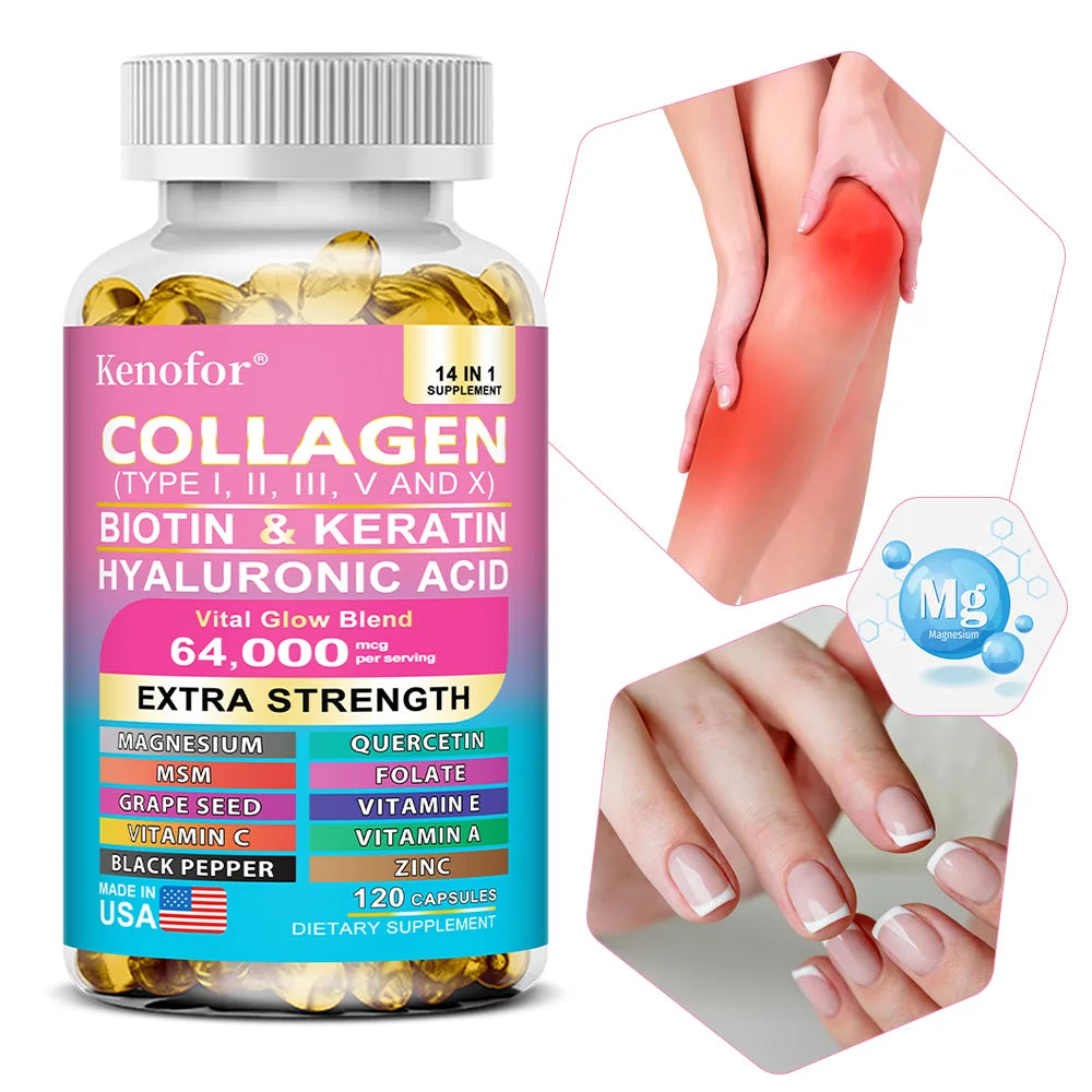Complex Collagen Capsules, Brighten Skin Tone, Helps Joint, Cartilage & Cardiovascular, Hair, Nails, Digestive Health Supplement Oasis Select