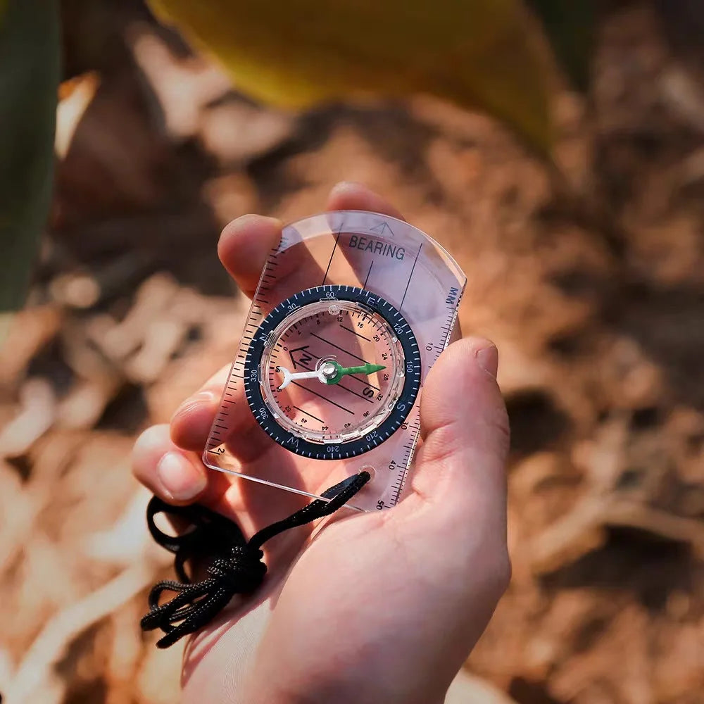 2-in-1 Outdoor Compass & Map Ruler – Acrylic Hiking Navigator Outdoor Compass Ruler Oasis Select