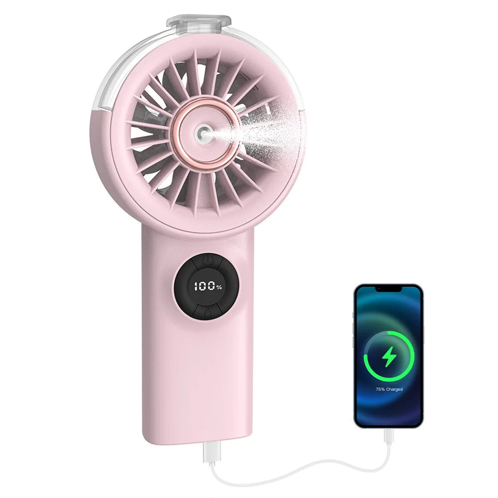 Portable Mist Fan with Humidifier & Reverse Charging | Desktop