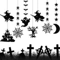 6-Pc Halloween Hanging Ghost Spider Wizard Pendants | PVC Decor Halloween Party Decorations Oasis Select United States