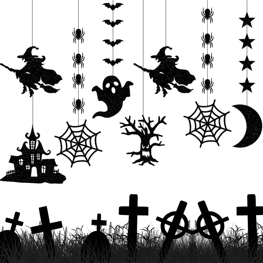6-Pc Halloween Hanging Ghost Spider Wizard Pendants | PVC Decor Halloween Party Decorations Oasis Select United States