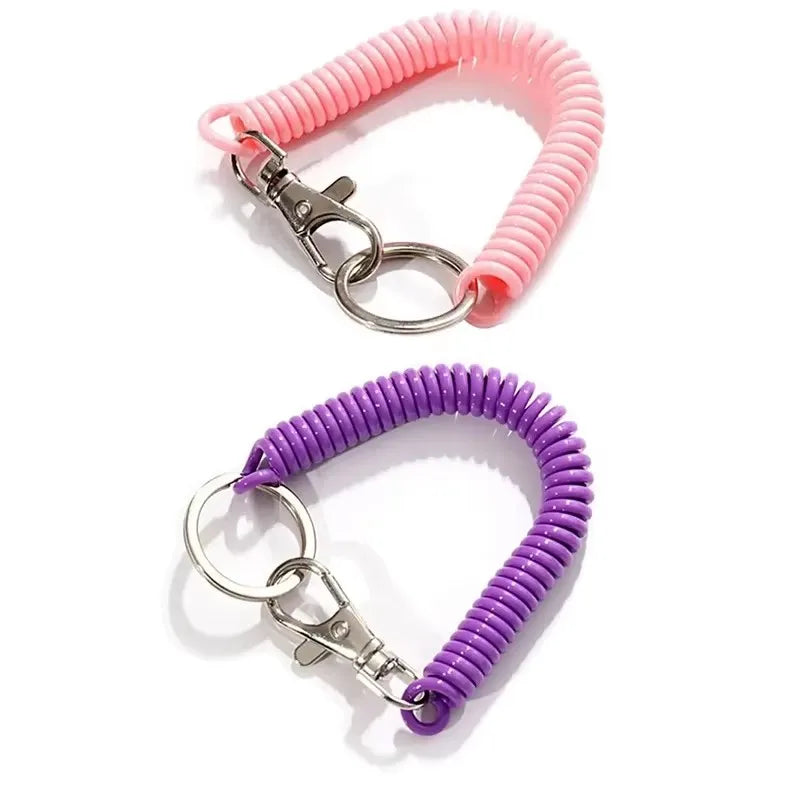 1 2 Spiral Telescopic Spring Coil Keychain Anti-theft Anti Loss Pull