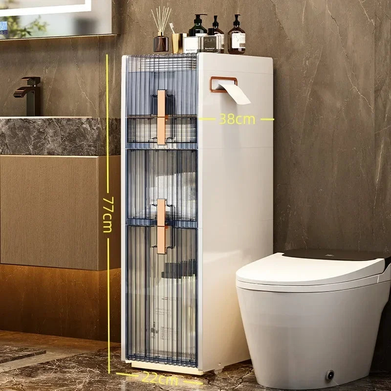 Multi-functional Toilet narrow slot storage cabinet crevice trolley toilet gap bathroom floor toilet narrow side locker Oasis Select 22cm-4