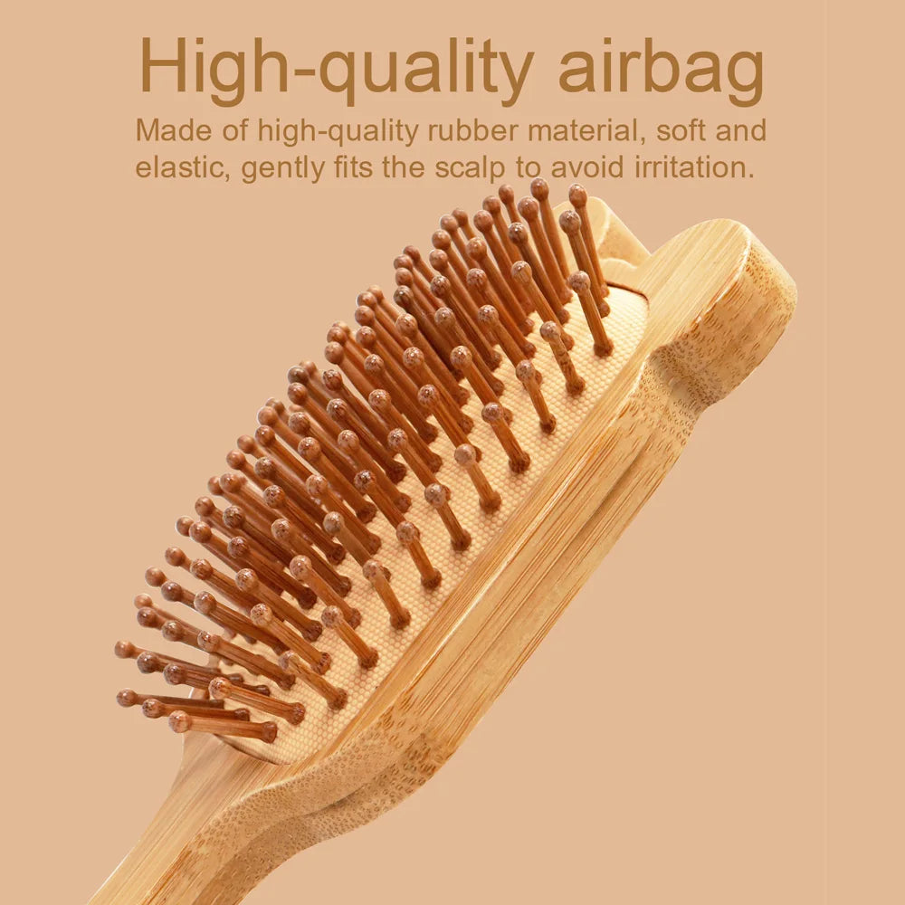 Cute Animal-Ear Bamboo Air Cushion Hairbrush | Wide-Tooth Comb Air Cushion Hairbrush Oasis Select