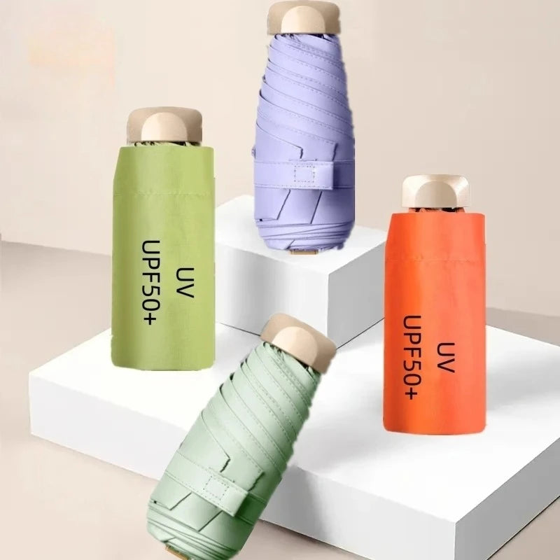 UPF50+ Umbrella Mini Pocket Sun Shade Umbrella Portable Vinyl Folding Rain Travel Umbrella UV Protection Parasol Capsule Oasis Select