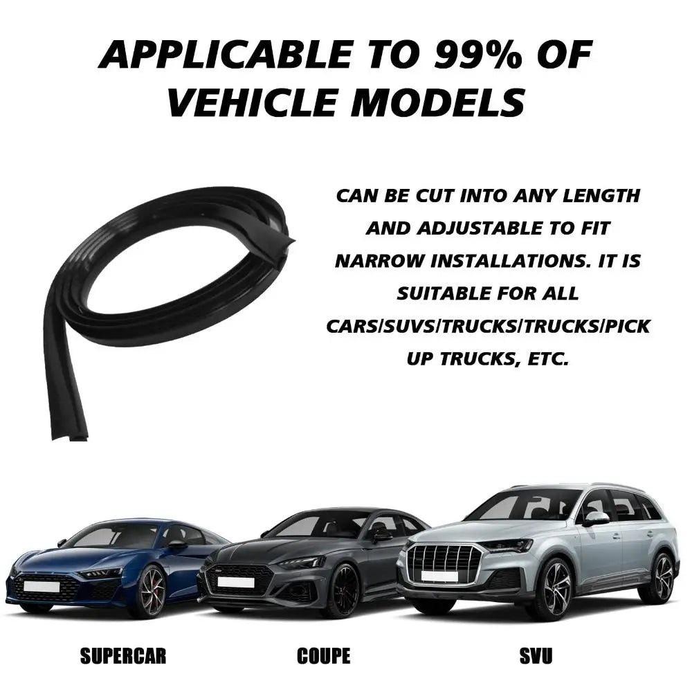 1.7M/5.6Ft Length Car Windshield Cowl Rubber Seal Strip H-Shape Profile Rubber Auto Front Rear Windshield Seal Black Oasis Select