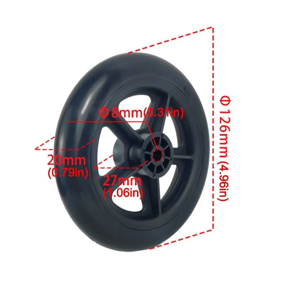5 Inch Wheelchair Front Castor Durable Anti Slip Shopping Cart Wheels Replacement Solid Tire Wheel Travelling Trolley Caster Oasis Select