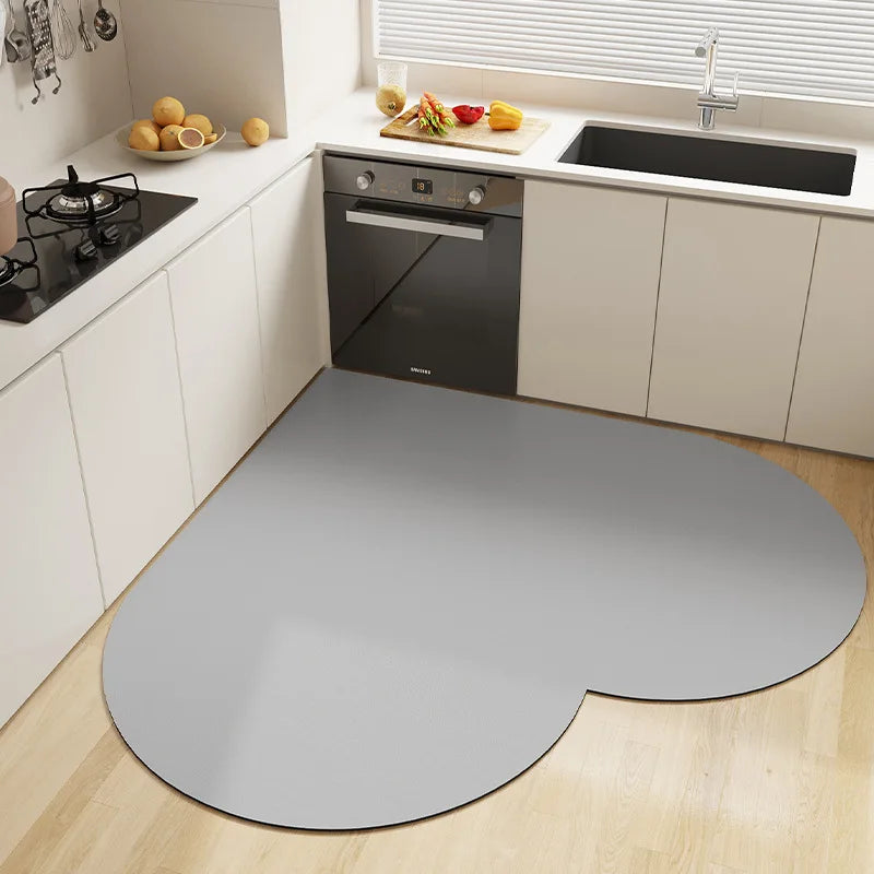 Absorbent Corner Kitchen Floor Mat Long Fan Diatomite Kitchen Rug Soft Washable Carpets Anti Slip Bathroom Entrance Doormat Oasis Select J 1 100X100cm