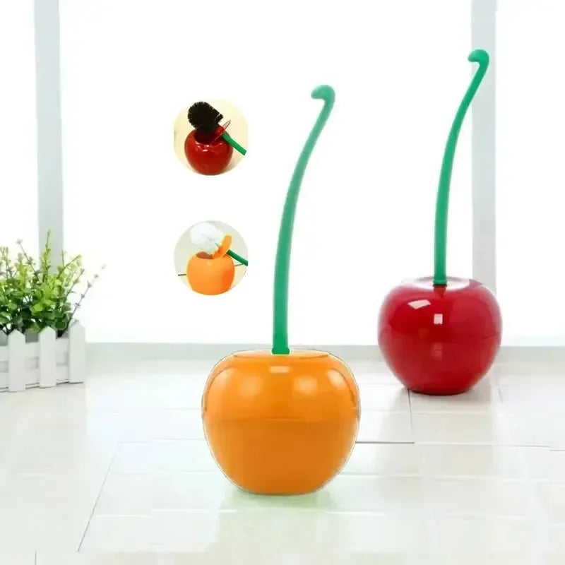1pc Red Toilet Brush Creative Lovely Cherry Shape Lavatory Toilet Brush Holder Set Toilet Holder Bathroom Accessories Oasis Select