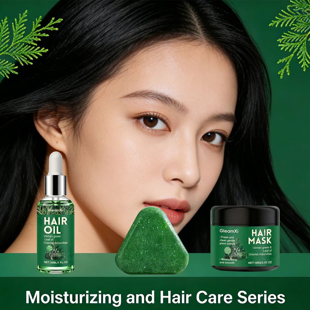 Usman Grass Leaf Hair Oil for Oil Control and Itch Relief Fluffy Hair Shampoo Soap Nourishing Scalp Moisturizing Fresh Hair Mask Oasis Select