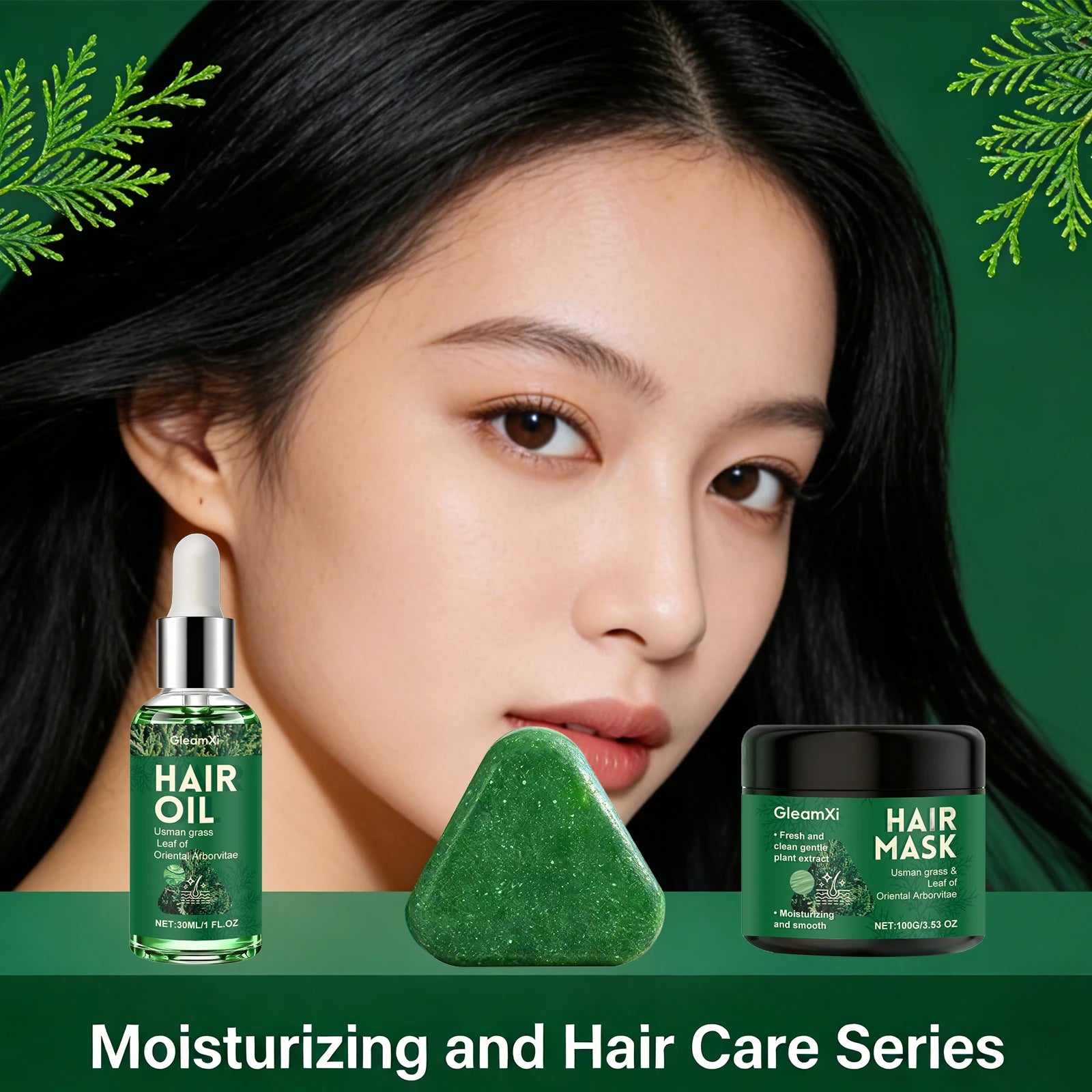 Usman Grass Leaf Hair Oil for Oil Control and Itch Relief Fluffy Hair Shampoo Soap Nourishing Scalp Moisturizing Fresh Hair Mask Oasis Select