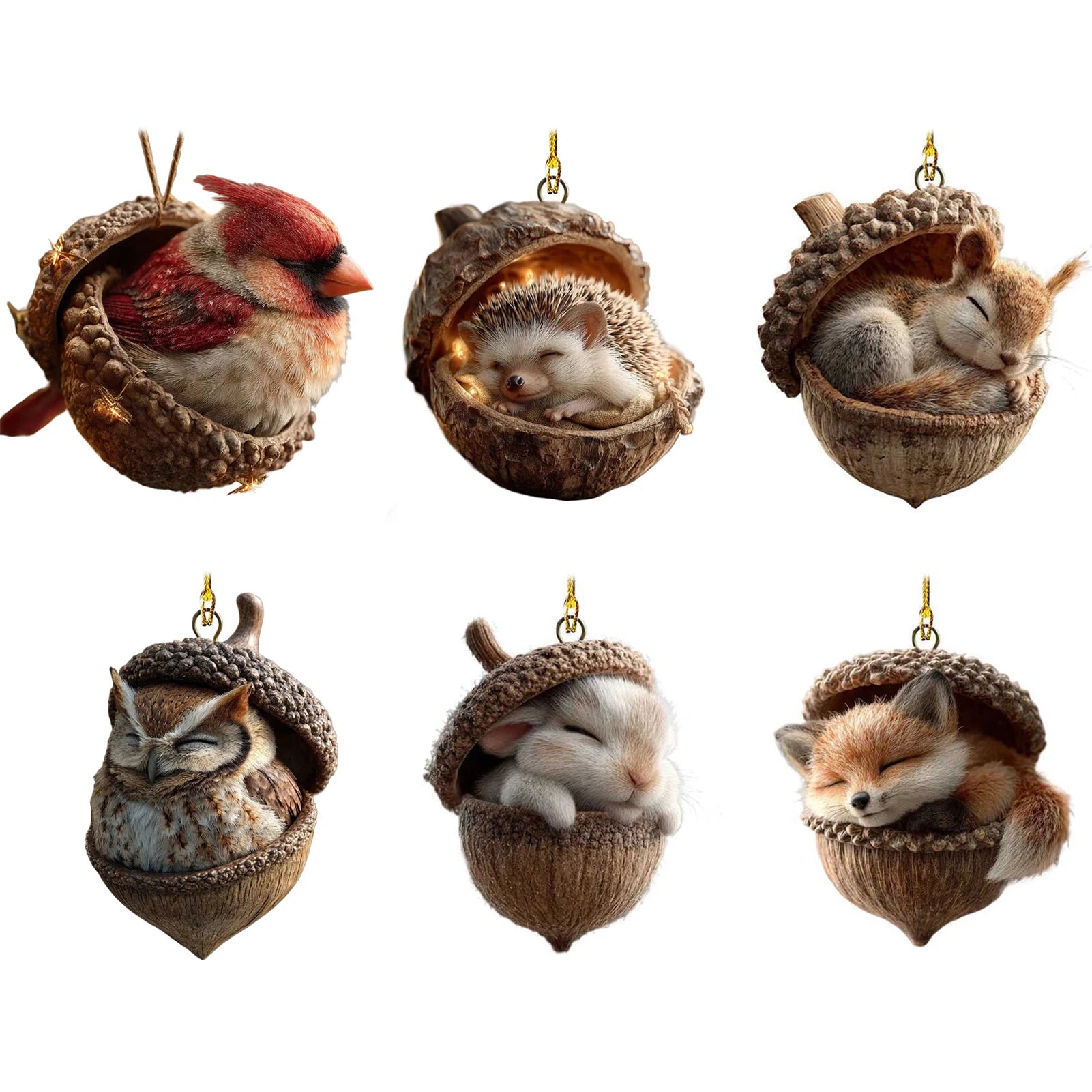 Acrylic 2D Animal Christmas Ornaments | Tree Pendants