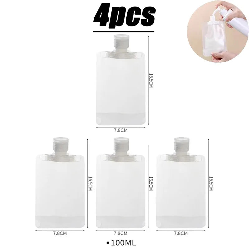 2-10PCS Travel Empty Squeeze Bags Lotion Dispensing Bag Refillable Shampoo Toiletries Conditioner Liquid Cosmetic Storage Pouche Oasis Select 4pcs-100ml