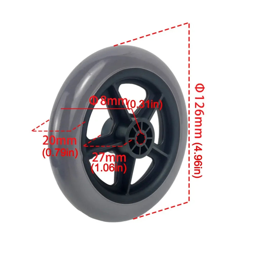 5 Inch Wheelchair Front Castor Durable Anti Slip Shopping Cart Wheels Replacement Solid Tire Wheel Travelling Trolley Caster Oasis Select 03