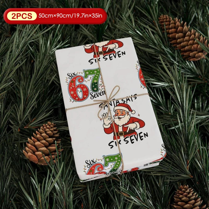 Kids' Christmas Wrapping Paper 67, Fun Santa 67 Print, Holiday Gift Wrap 67 Oasis Select H