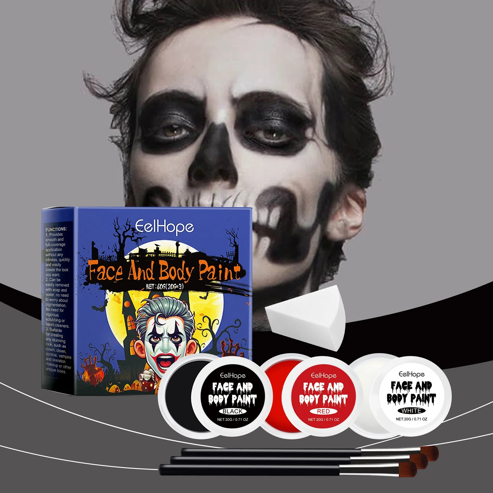 Eelhope Face & Body Paint Kit – Waterproof Halloween Cosplay