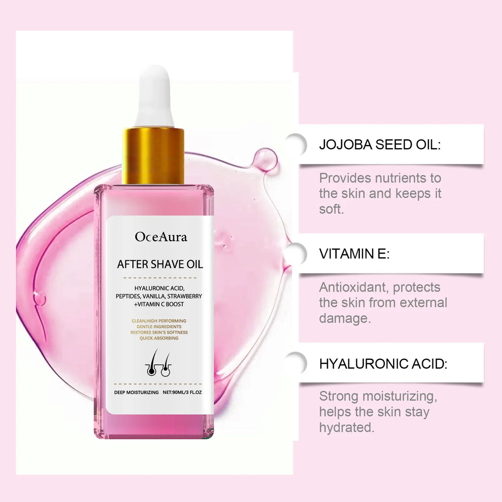 Strawberry Vanilla After Shave Care Oil 90ML Women Smooth Skin Moisturizes Soft Serve Hair removal Shave Oil After Shave Oil﻿ ﻿ Oasis Select