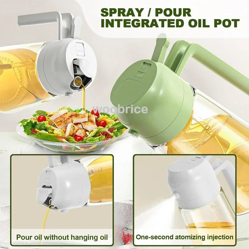 2in1 Kitchen Olive Dispenser Oil Spray Cooking Heat-Resistant Large Oil Bottle Spray Soy Sauce Various Seasonings Bottle Oasis Select