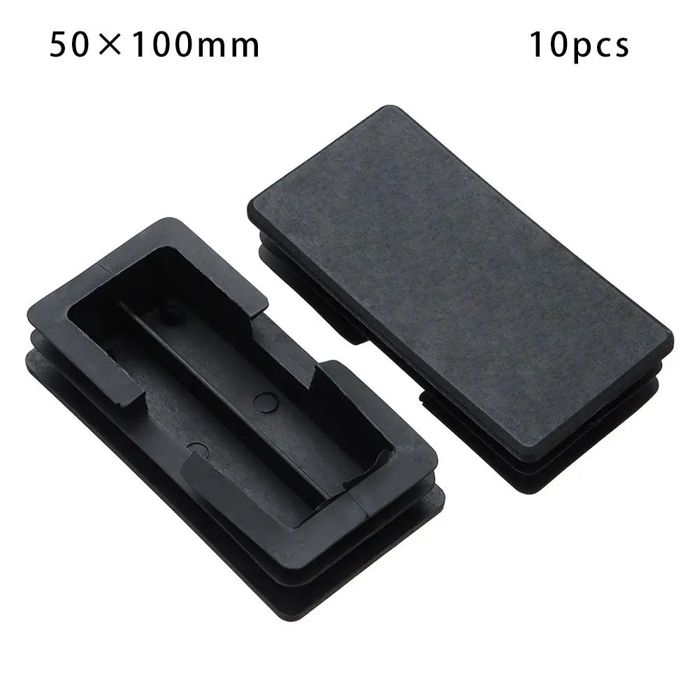 10Pcs Plastic Black Chair Feet Tube Cap Furniture Non-slip Foot Protective Pad Steel Rectangular Tube Plug Dust-Proof Foot Cover Oasis Select 50 100mm