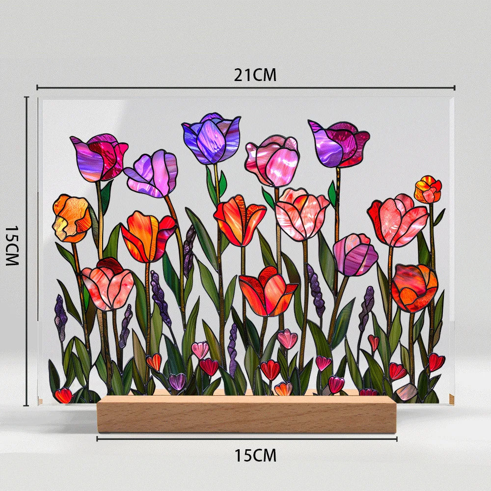 Acrylic Flower Pattern Table Room Desk Imitation Glass Texture Acrylic Desktop Decoration Holiday Gift Desk Decoration Oasis Select BTU422