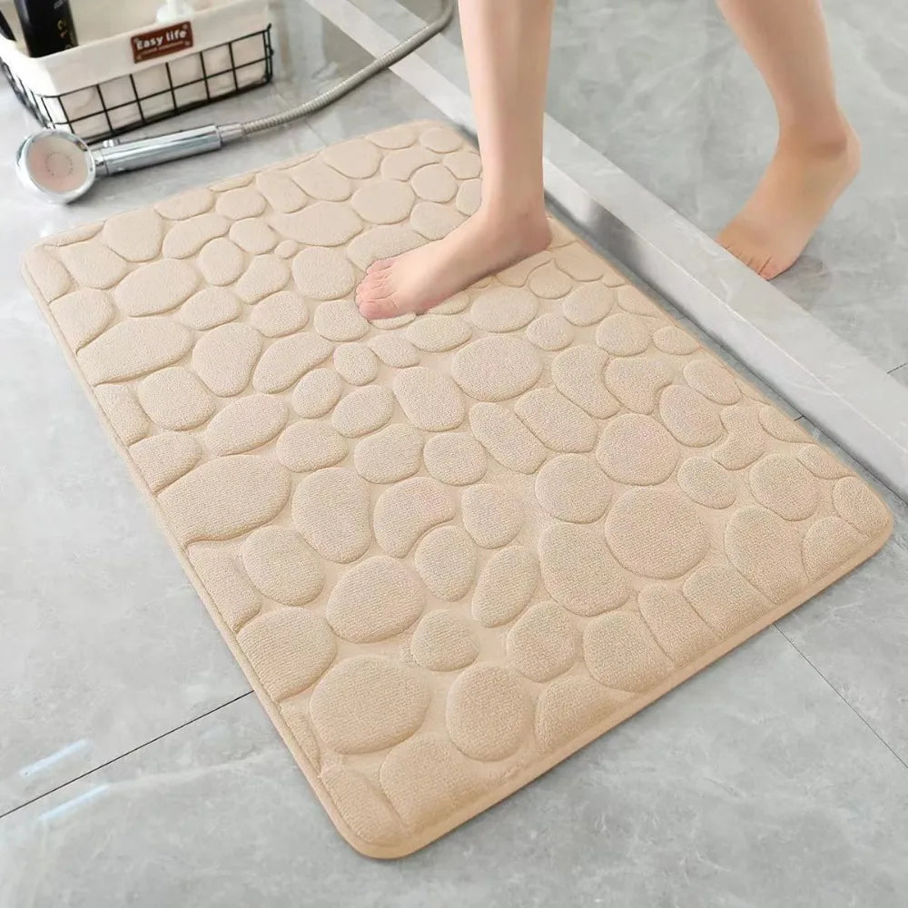 Practical Cobblestone Bath Mat Non-slip Absorbent Shower Doormat Thickened Soft Bathtub Floor Rug Oasis Select Camel