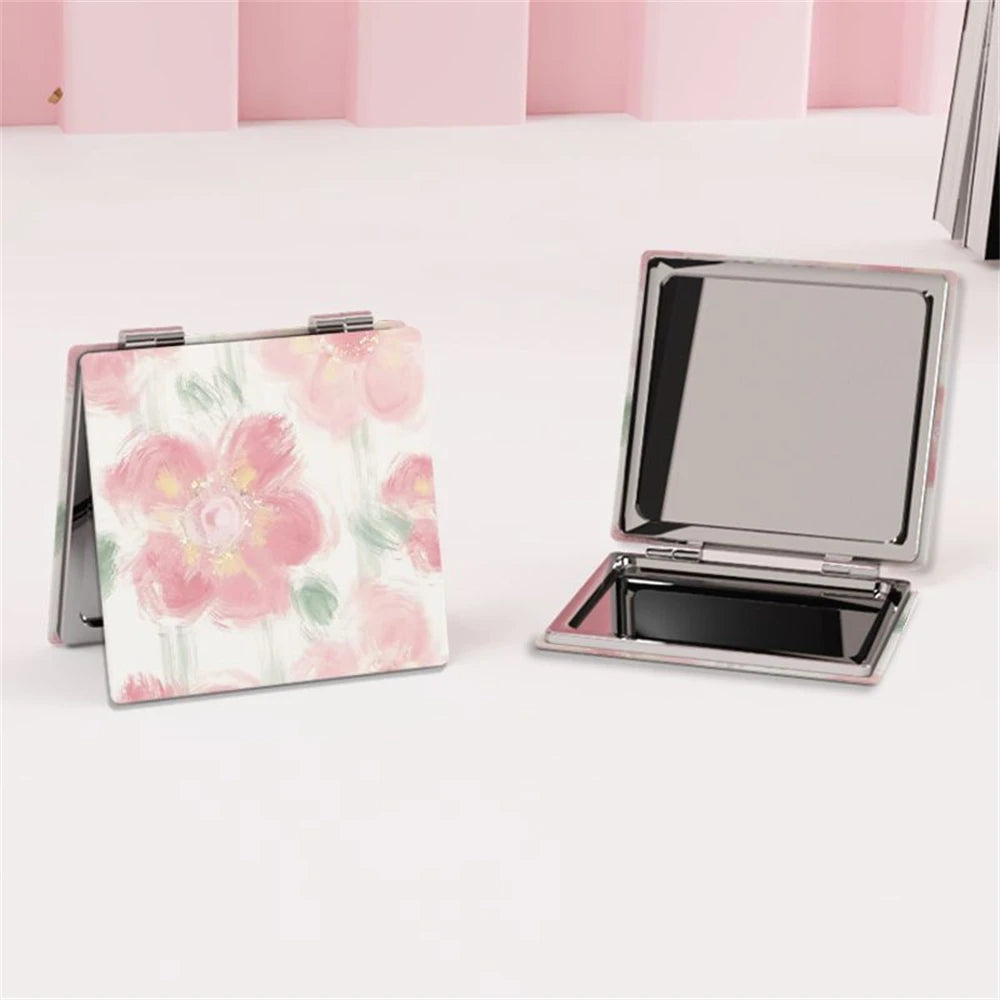 Portable Folding Double-Sided Mini Makeup Mirror | PU Round