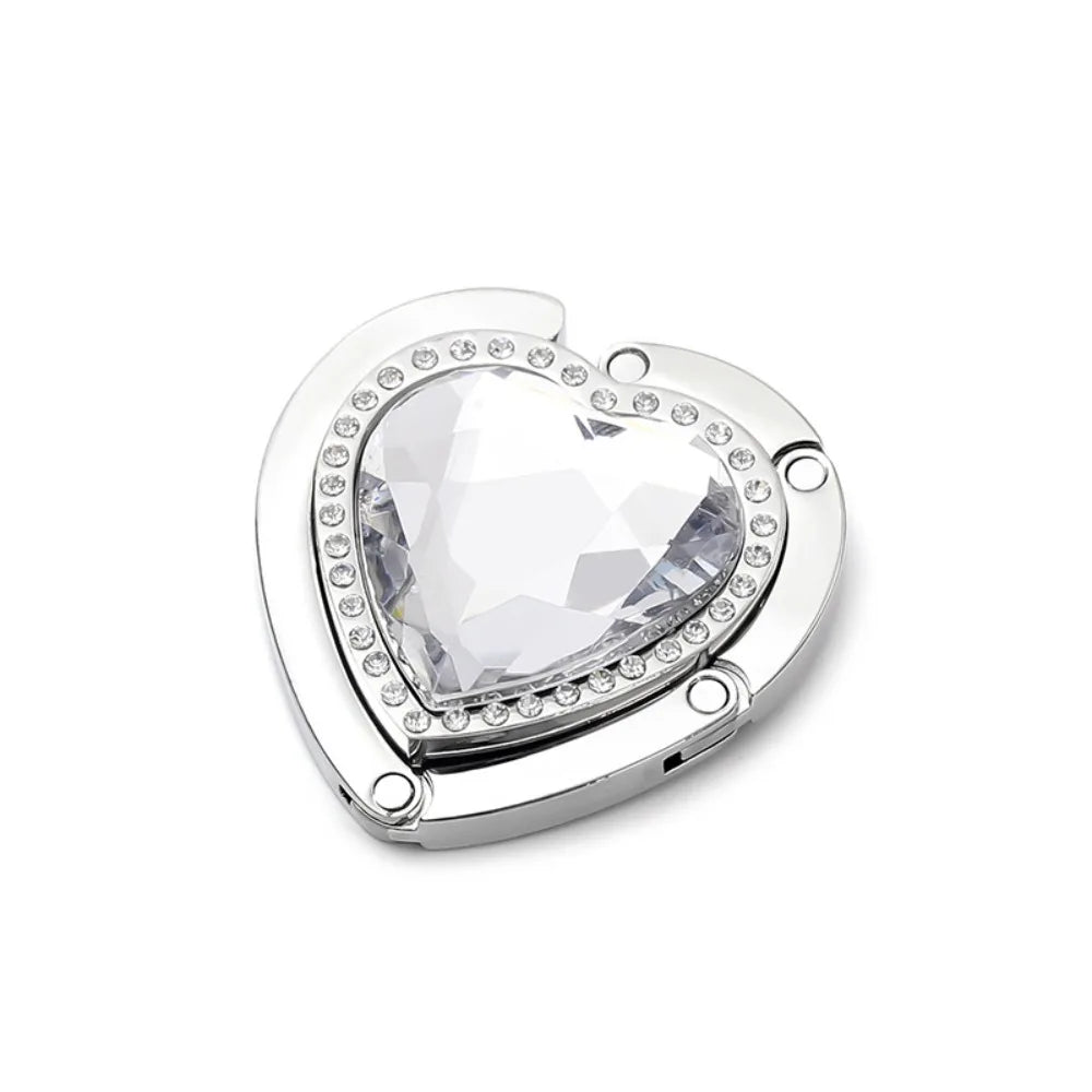 Rhinestone Folding Bag Hook – Heart Shape Purse Table Hanger
